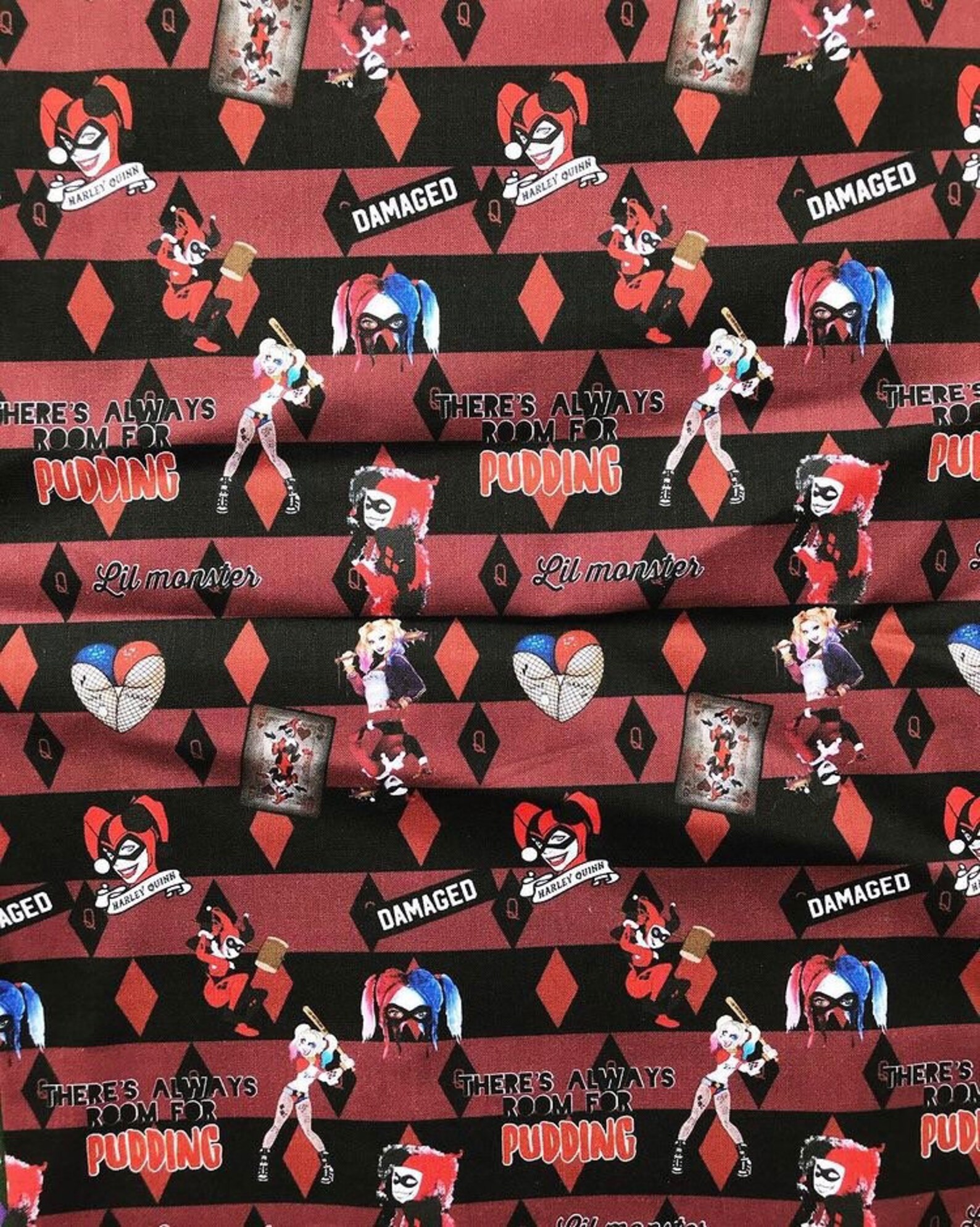 The Joker and Harley Quinn Cotton Fq Fabric Etsy