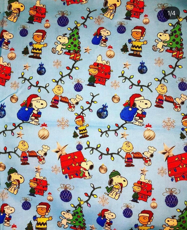 Snoopy Christmas cotton fabric Etsy