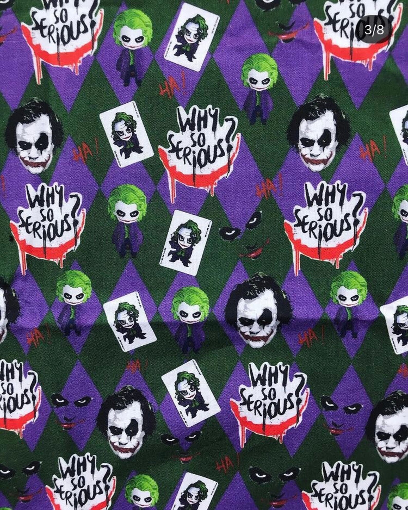 The Joker and Harley Quinn Cotton Fq Fabric Etsy UK