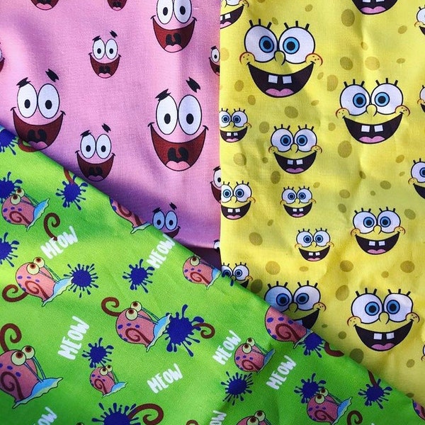 Spongebob inspired 100% cotton fabric