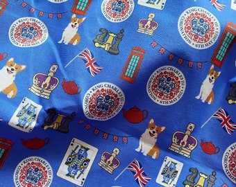 LIMITED King Charles Coronation 100% cotton fabric