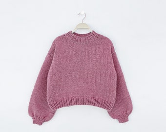 Chunky Knit Kids Sweater Pattern: Sizes 4Y-14Y (English)