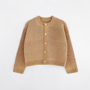Kids crochet cardigan pattern, Modern sweater pattern, Crochet kids cardigan, Easy crochet crew neck cardigan, 12 months to 14 years old