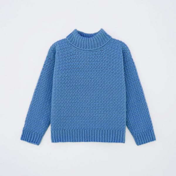 Kids crochet sweater pattern, Easy crochet sweater, Turtleneck sweater pattern, Crochet cardigan, Kids pullover pattern,  4 to 14 years old