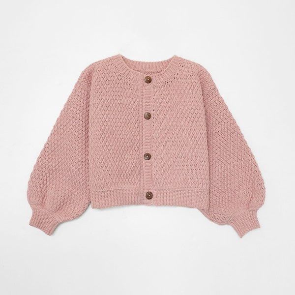 Modèle de cardigan au crochet pour enfants, modèle de pull pour bébé, cardigan pour enfants au crochet, cardigan pour bébé au crochet facile, cardigan à col rond, tailles 12M à 14Y