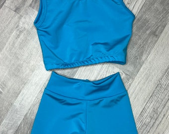 Dance Cheer Biker oder Legging Tank Crop Set / Tumbling / Active Wear für Kinder / Tanzkostüm