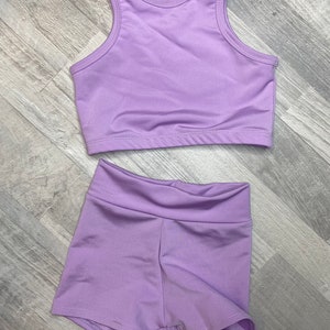 Conjunto de sujetador deportivo sin mangas y mallas de motociclista para bailar y animar/Ropa deportiva para niños/Disfraz de baile