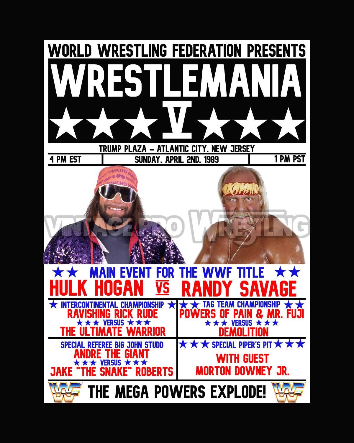 Wrestlemania V Poster Etsy