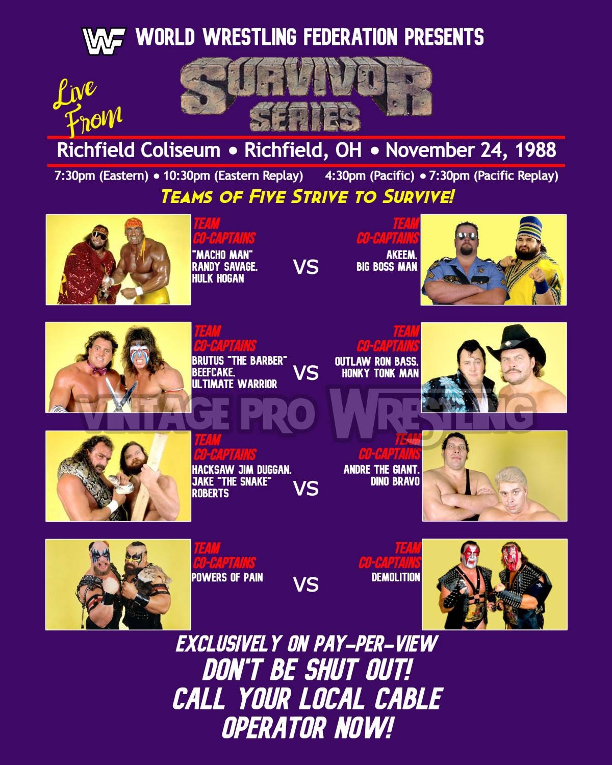 Survivor Series 1988 Poster  Etsy