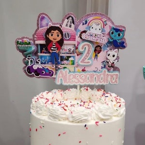 Personalized Gabby&#39;s Dollhouse Cake Topper: 3D Shaker Party Decor