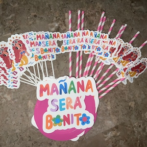 Mañana Será Bonito Party Bundle: Cupcake Toppers, Straws & Confetti