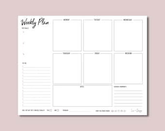 Weekly Planner Printable: Undated Landscape Schedule (PDF)