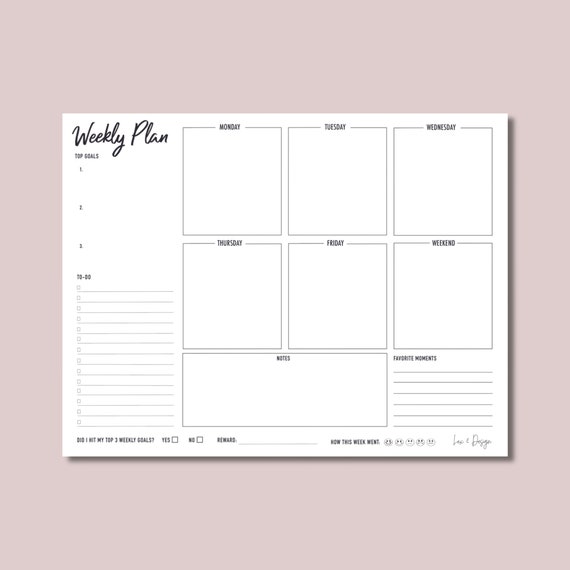 Piepen leer Proberen Weekly Planner Printable Weekly Schedule weekly Calendar - Etsy