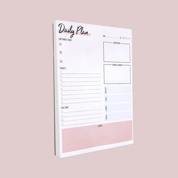 Daily Planner Notepad: A5 To-Do List, Health Tracker, 50-Sheet Pad