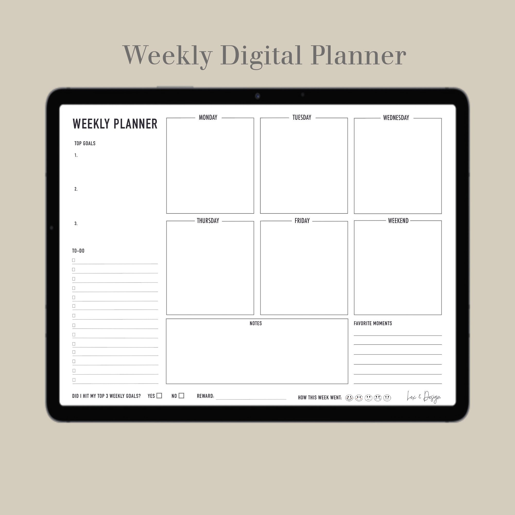 Weekly Undated Digital Planner | Goodnotes Planner | Adhd Weekly ...