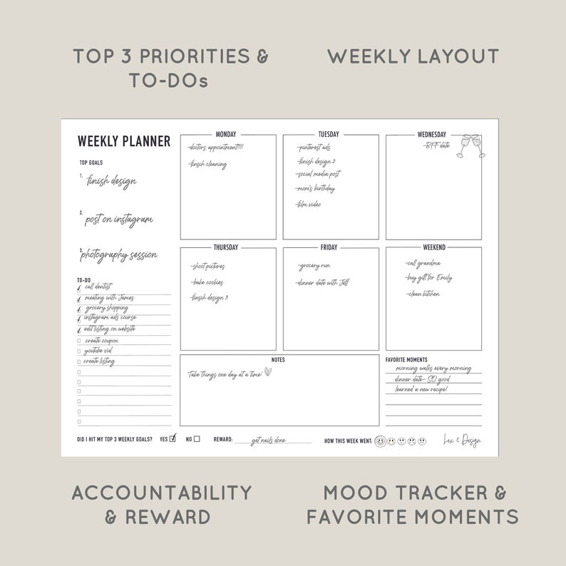 Weekly Undated Digital Planner | Goodnotes Planner | Adhd Weekly ...