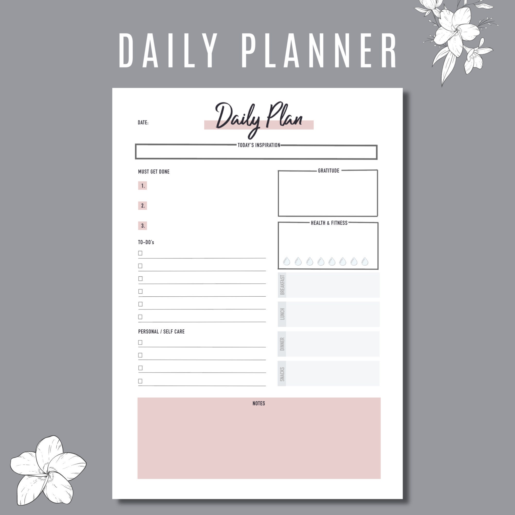 Plan for the Day Daily to Do List Undated Daily - Etsy