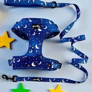 Adjustable Dog Harness and Leash Set - Magical Moon | Modern, Stylish, Cute Designs