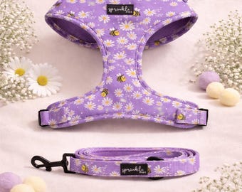 Bee & Daisy Dog Harness and Leash Set – Adjustable, Stylish for Small to Medium Dogs