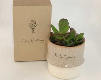 Personalized Succulent Planter | Unique Holiday Gift | Gift for Family, Friends, Co-workers, Pets | Perfect for Plant-Lovers