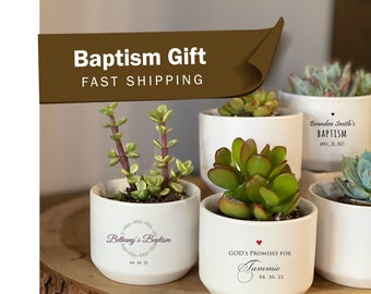 Baptism Gift Personalized | SUCCULENT INCLUDED | Godchild Gift, Baptism Gift Boy or Girl, Christening Gift from Godmother, Godfather