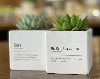 Personalized Minimalist Succulent Gift  | Definition Planter | Funny Gift, Best friend, Coworker Gift, Gift for Him & Her, Graduation Gift