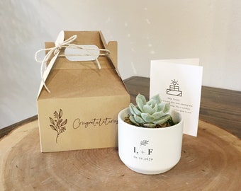Personalized Congratulations Gift Box | Succulent & Card Included | Gifts for Celebration, Company Parties, New Home, Housewarming Gift