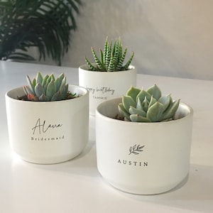 Personalized Mini Succulent Gift | LIVE SUCCULENT INCLUDED | Birthday, Anniversary, Coworker, Teachers, Best Friend Gift, Custom Plant Pot