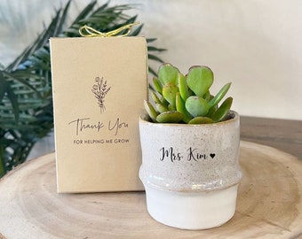 Personalized Succulent Planter | Thank You Gift | Gift for Family, Friends, Sponsors, Clients, Corporation, Teachers, Co-workers | Two-Tone