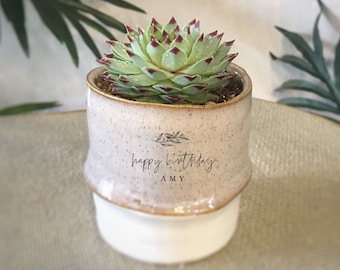 Personalized Succulent Planter Gift | Gift for Him & Her, Custom Succulent Pot, Bestfriend Gift, Wedding Registry | Two-Tone