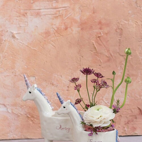 Cadeau personnalisé licorne | Cadeau pour enfant, cadeau pour nouveau-né, jardinière licorne, cadeau pour une amie, cadeau pour elle