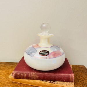 Vintage Arte Murano Kristall Mery White, Pink, Grey Iridescent Glass Bottle