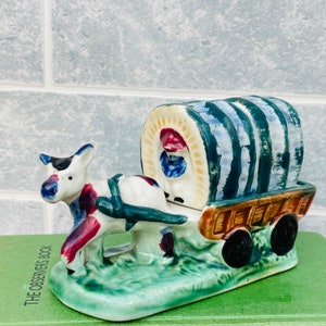 Vintage Ezel en Wagon Zout en Peper Keramische Cruet Set