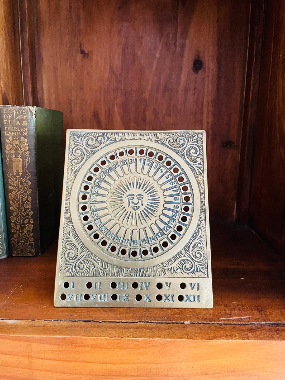 Vintage Brass Perpetual Desk Calendar Etsy