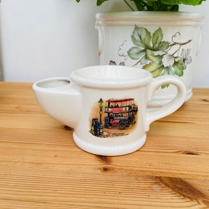 Vintage 1950s Wade Gents Traditional Shaving Mug or Scuttle featuring a Steam Omnibus Advertising Nestles Food by Thornycroft 1902