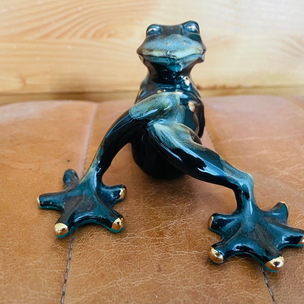 Shudehill Giftware Golden Pond Collection Green Ceramic Frog