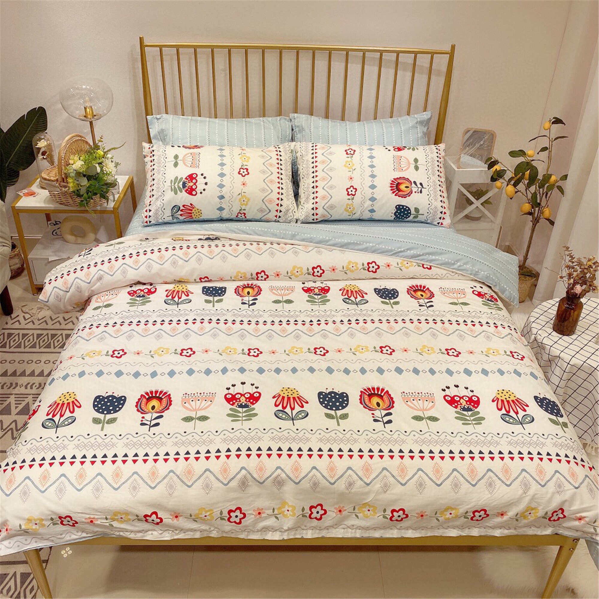 100Cotton Cute Strawberry Duvet Cover Concise Design 4Piece Etsy