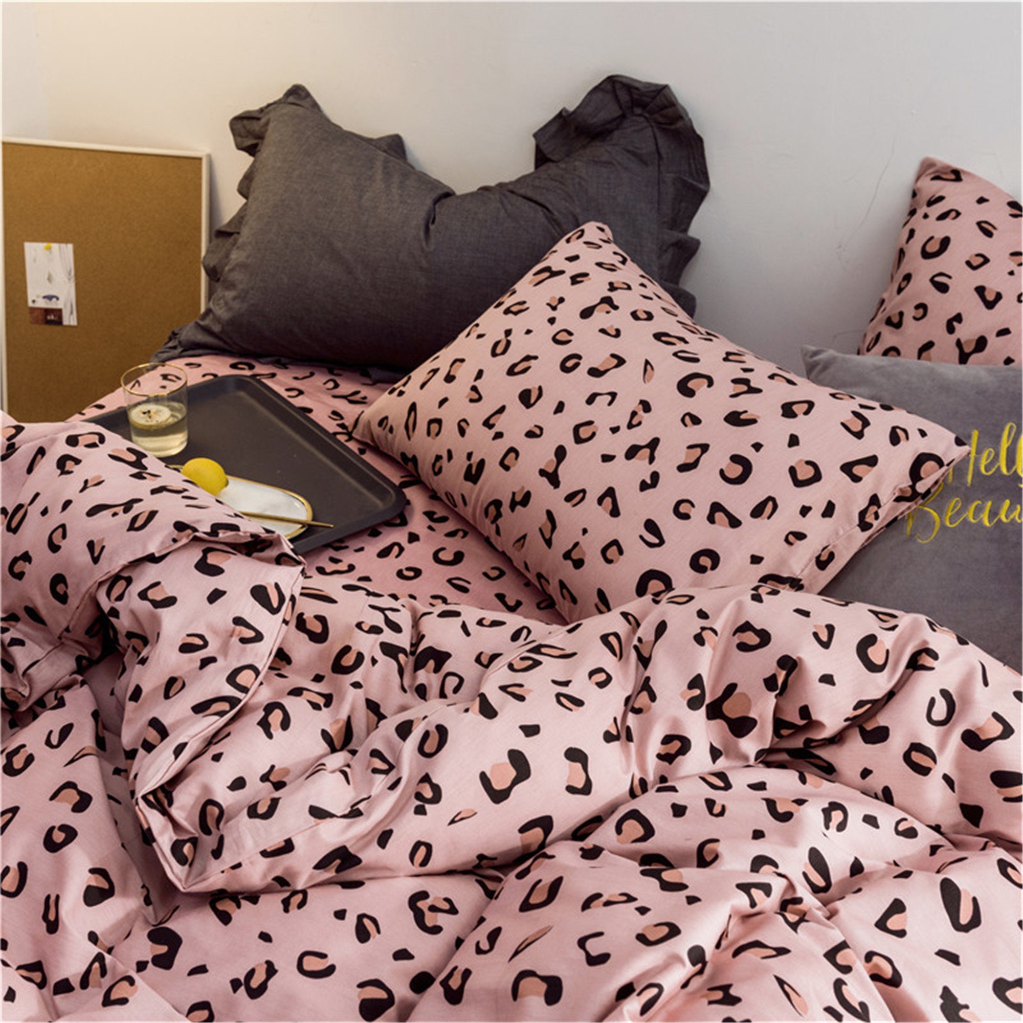 100 Cotton Leopard Print Quilt Cover Concise Design Etsy