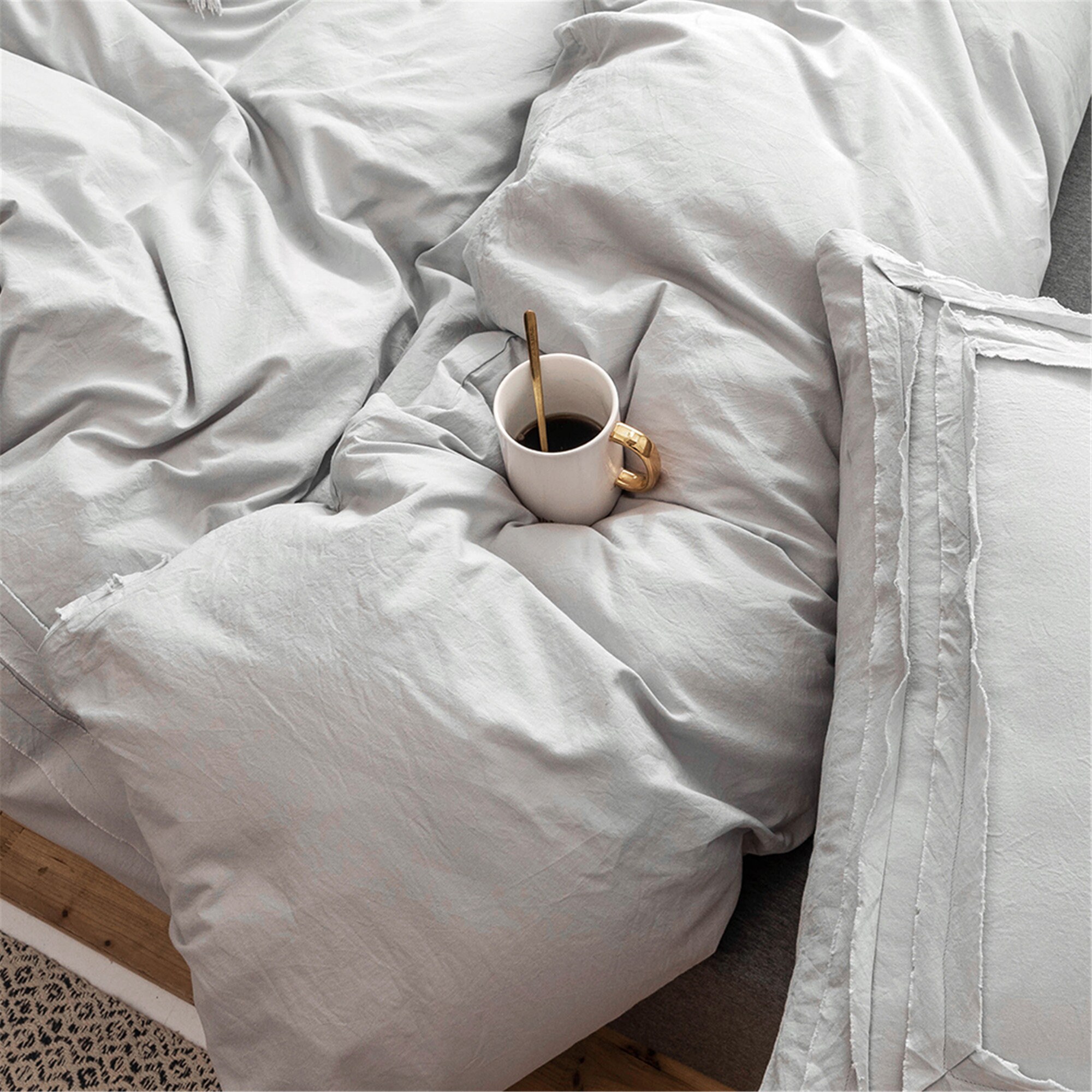 Leichte graue Bettdecke Abdeckung Twin/Queen/König Baumwolle | Etsy