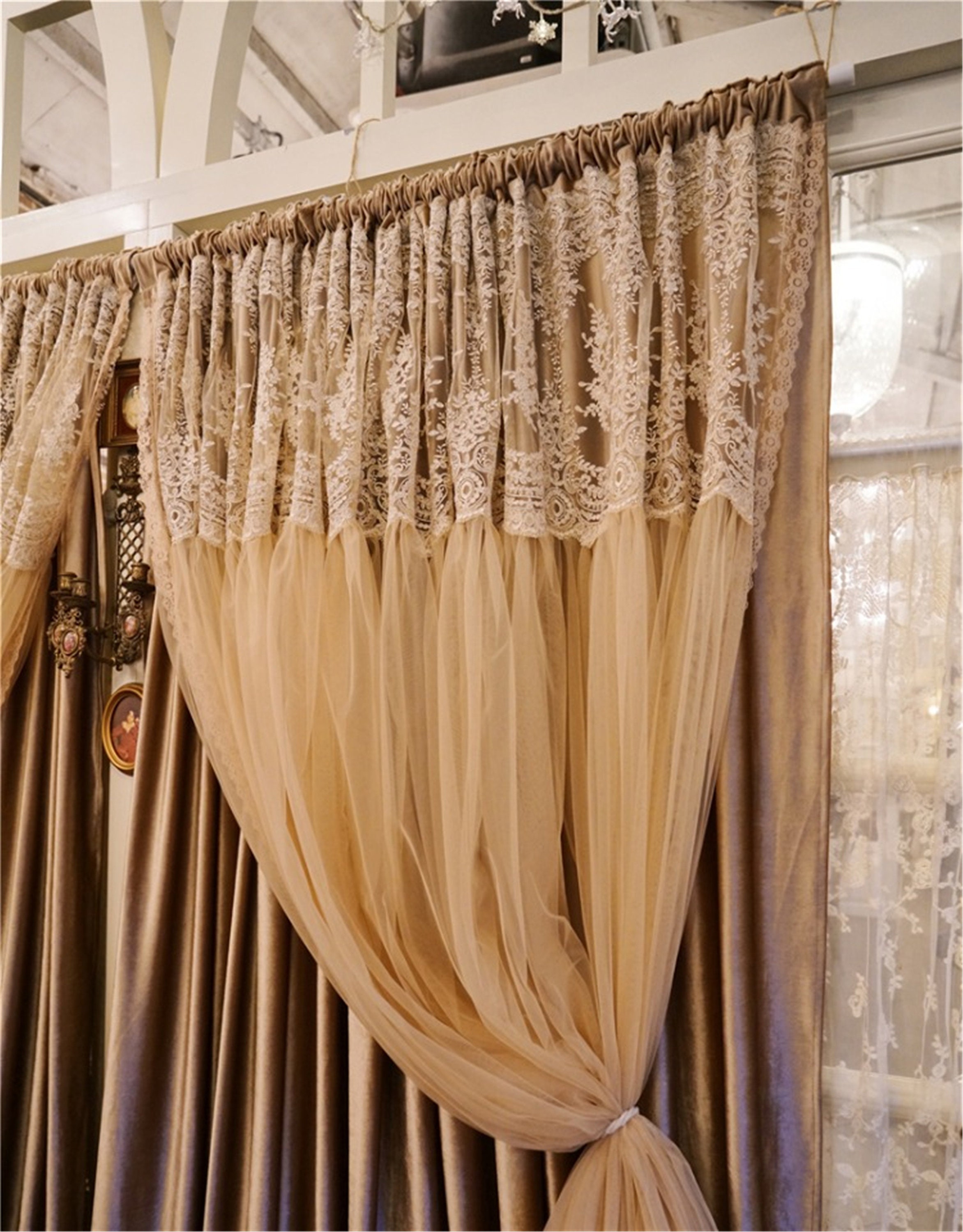 Romantic Brown 2Layer Curtains For Living RoomFor Etsy