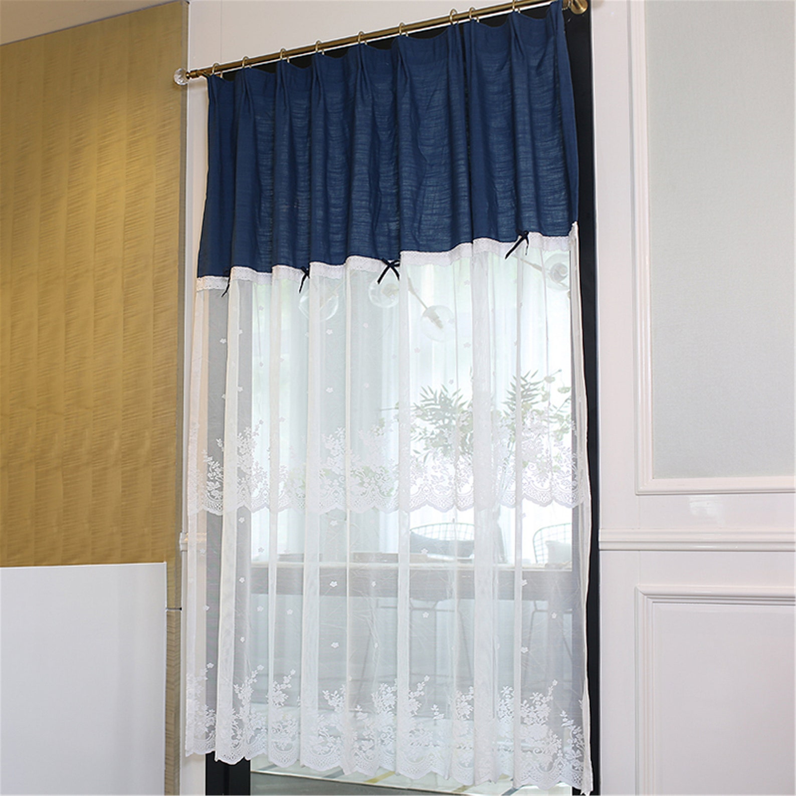 Cortinas de encaje de lino para sala de estar para | Etsy