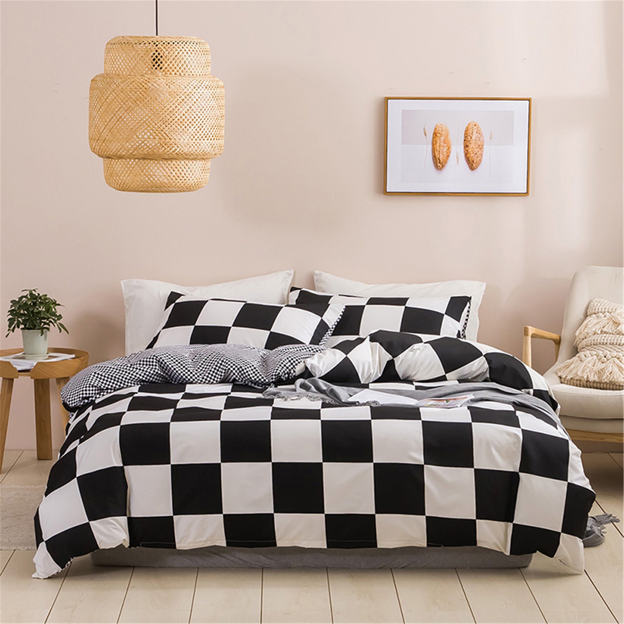 Black&White Grid Quilt Cover Concise Design Personalise 3 Etsy