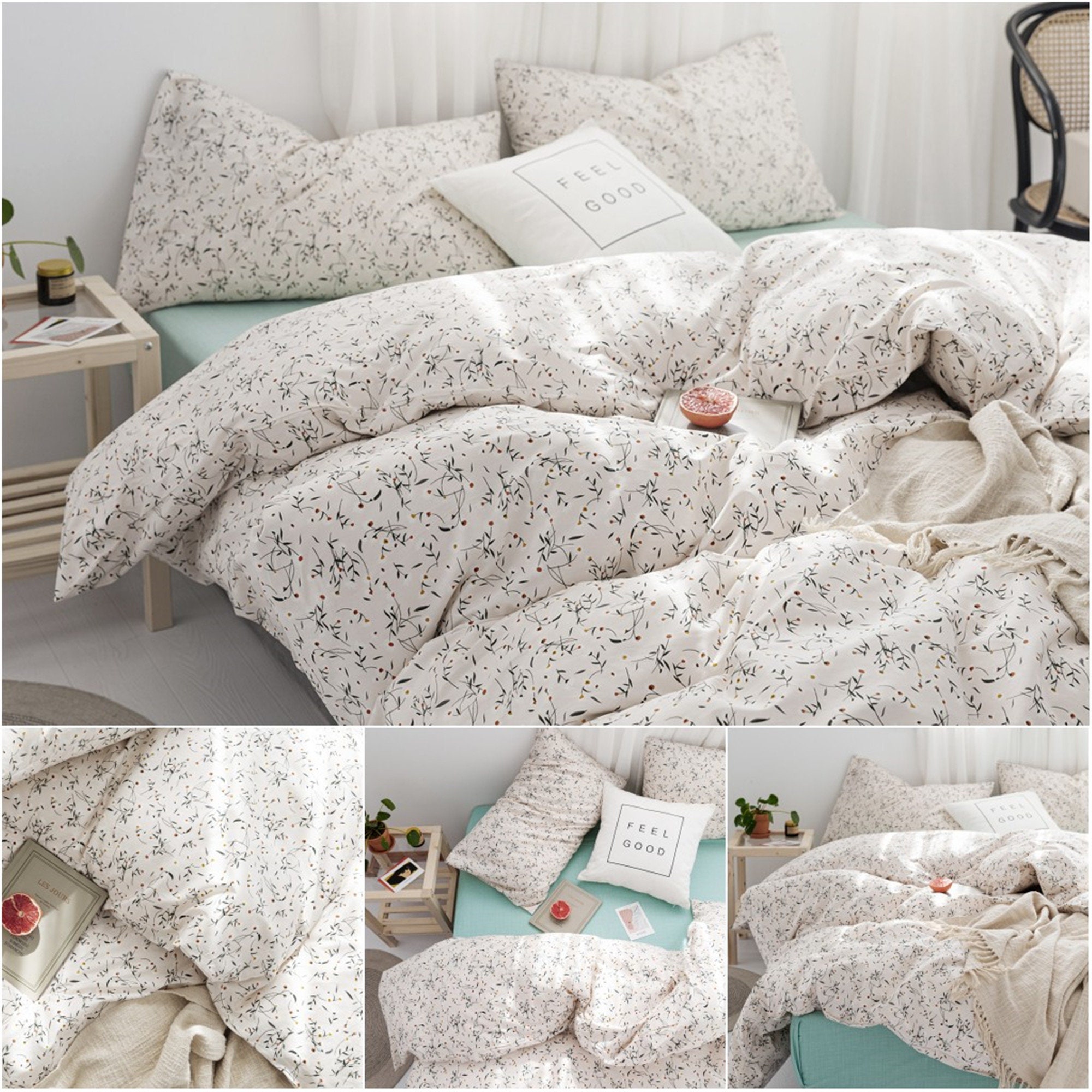 Floral Cotton Quilt Cover Set With Cover Etsy