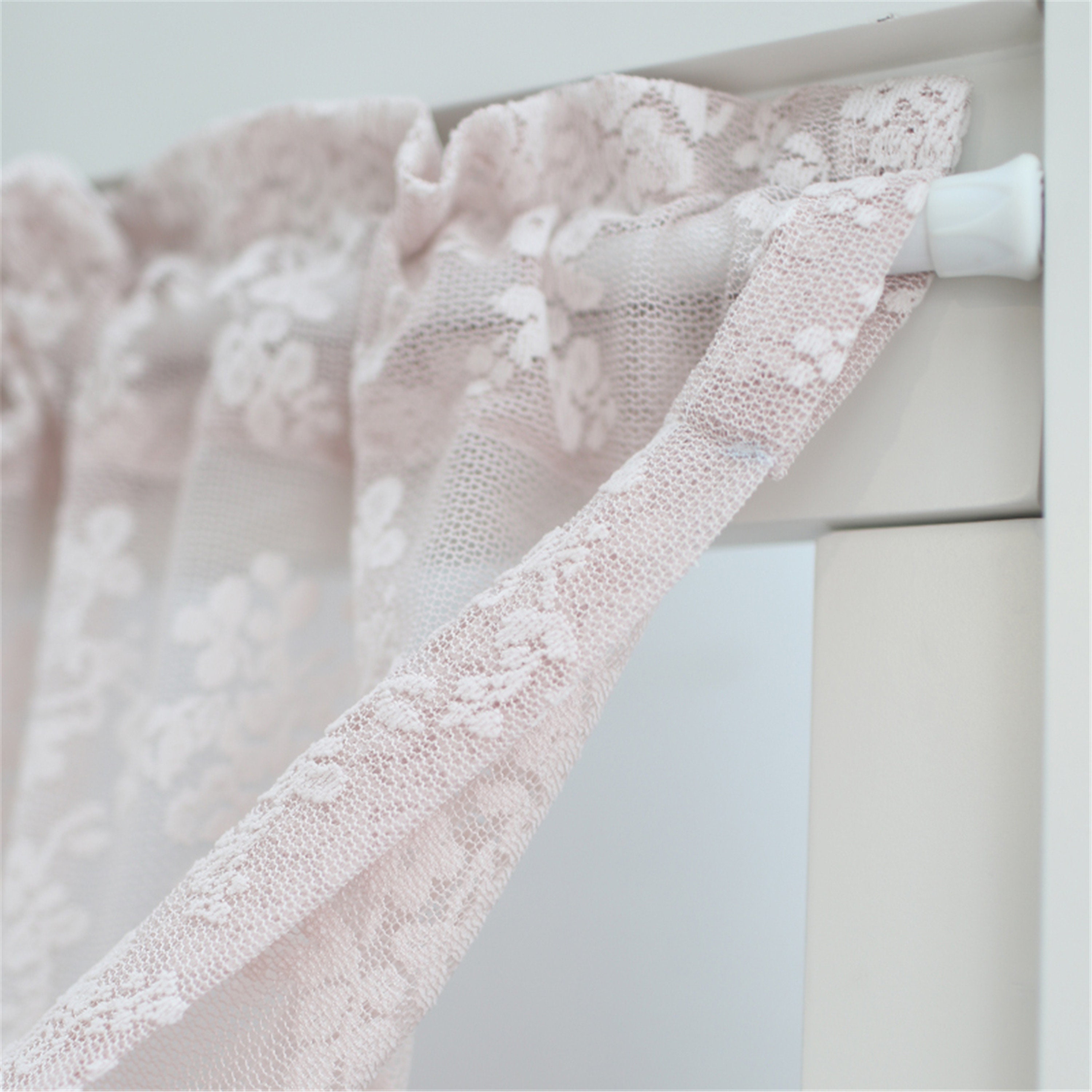 Light Pink Lace Floral Curtains For KitchenFor BedroomBoho Etsy