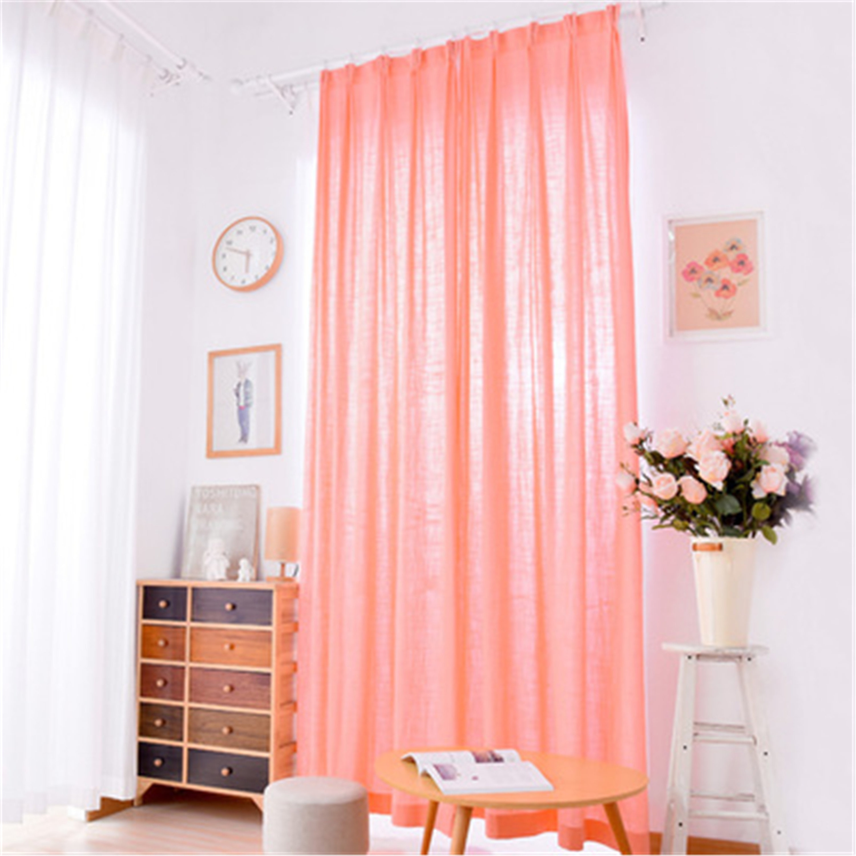 Orange Pink Tulle Curtains For Living RoomGirly Curtains Etsy