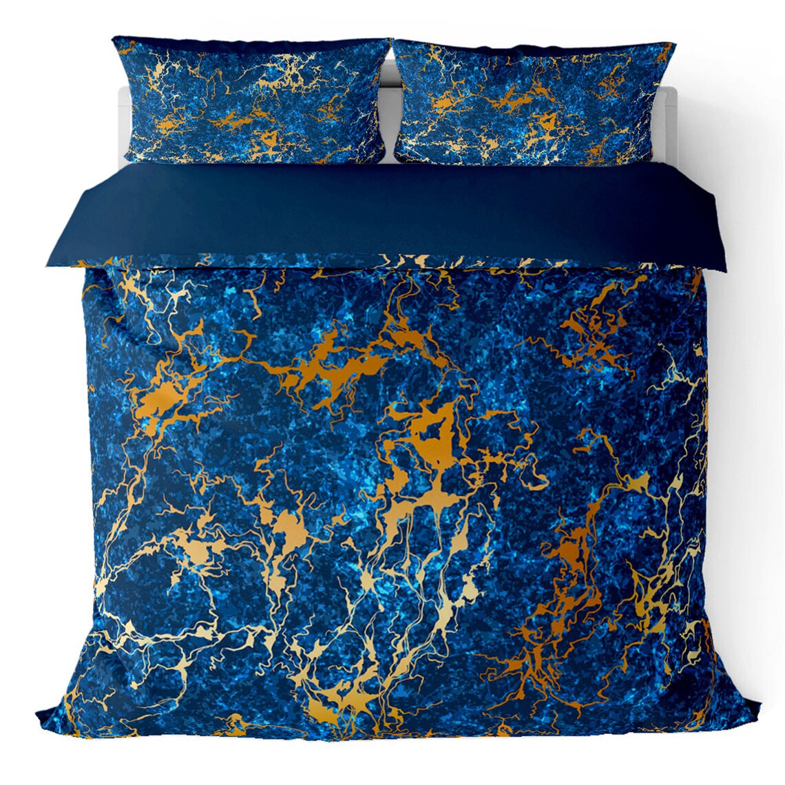 Blue Marble Texture Duvet Cover Bedding Set 3 Piece Comforter Etsy