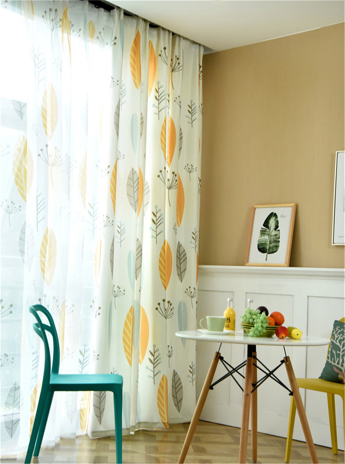 Yellow Leaf Pattern Curtains For Living RoomFor BedroomFor Etsy