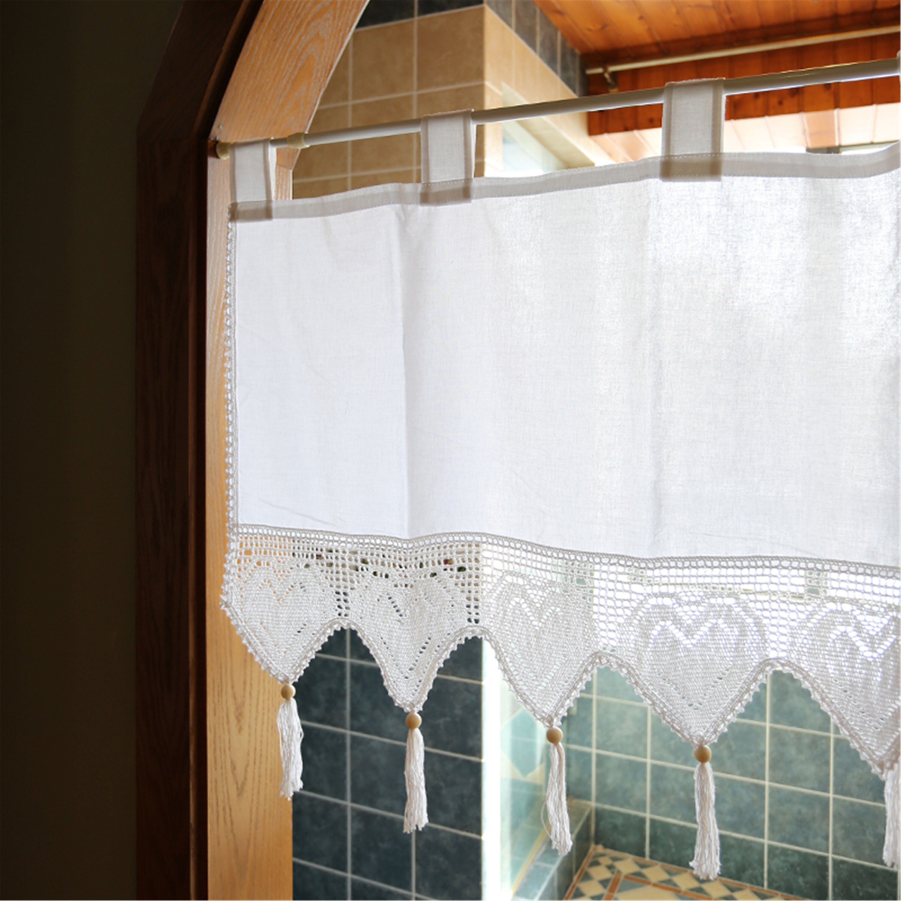 Weiße Tab Top Vorhänge mit Quasten für Fenster Vorhänge | Etsy