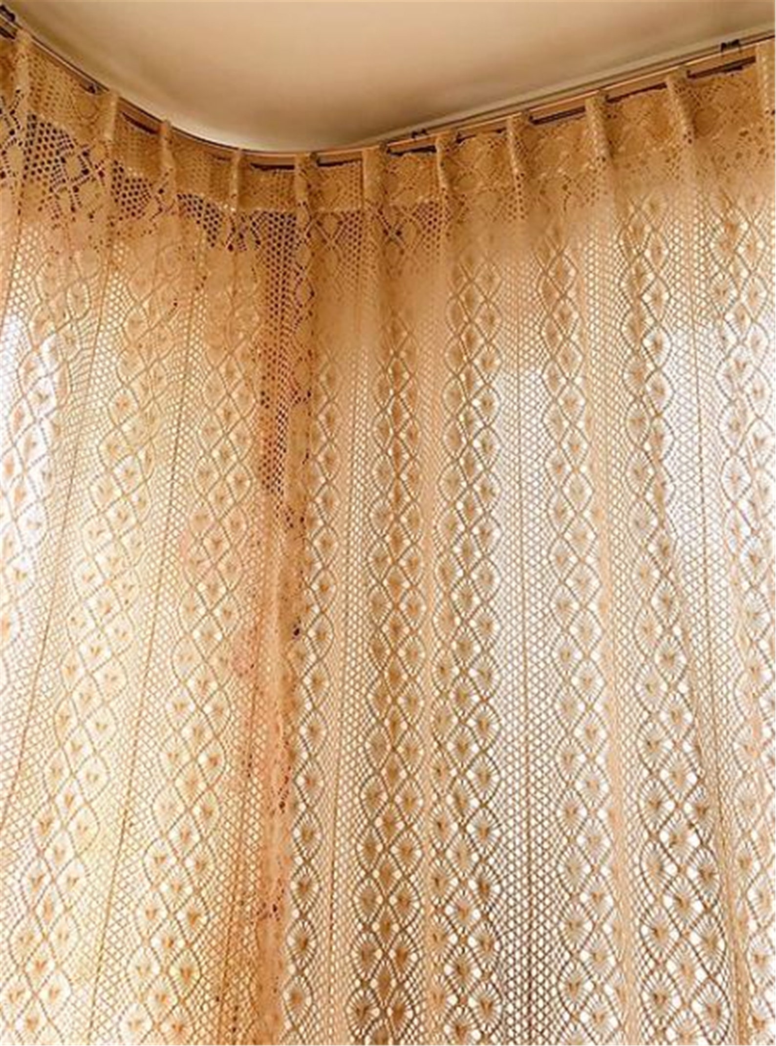 Knit Curtains For Living RoomBoho Knitted Lace Sheer Curtains Etsy