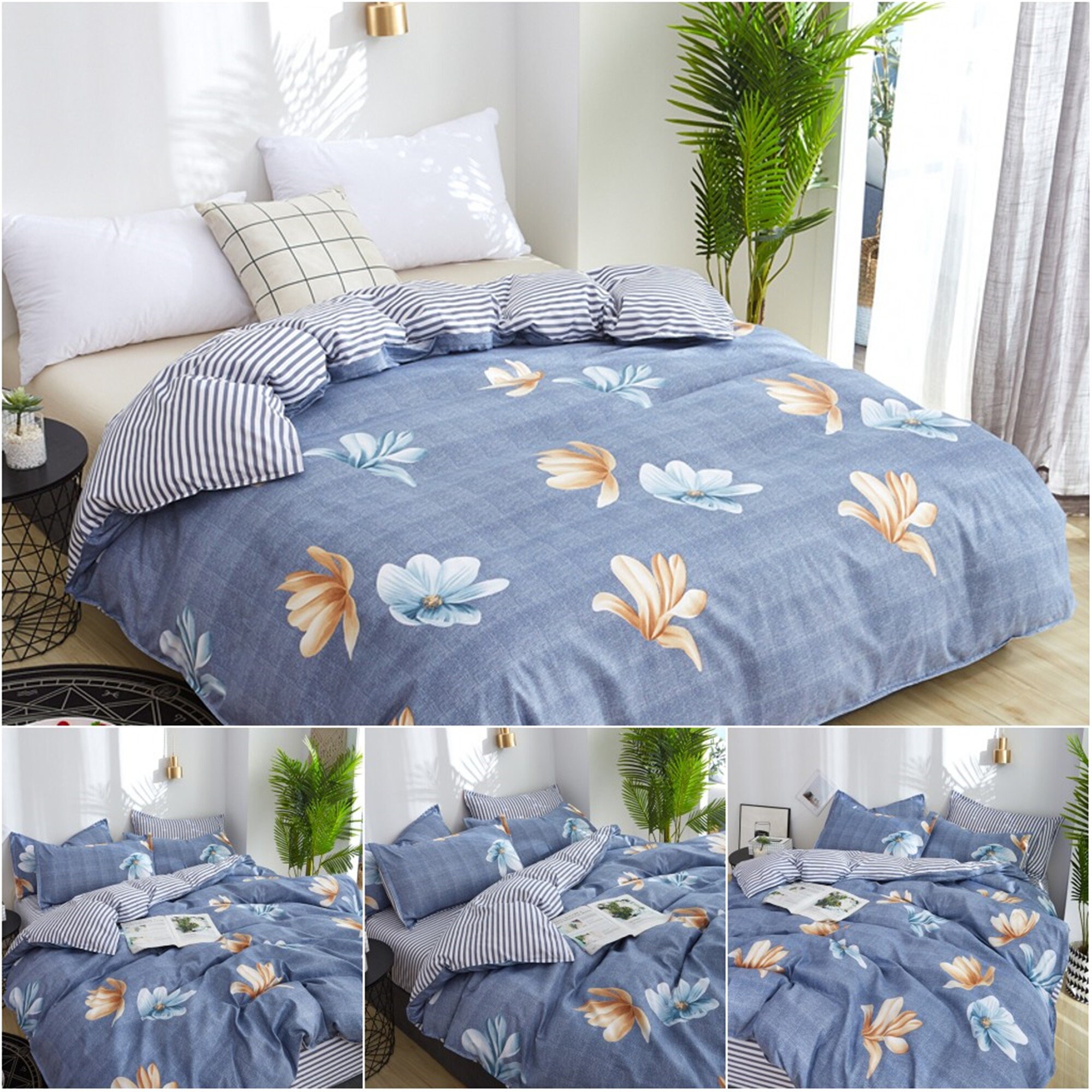 Blue Floral Quilt Cover SetDuvet Cover SetDuvet Cover Twin Etsy